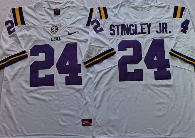 Men LSU Tigers #24 Stingley jr White Nike 2025 NCAA Jersey